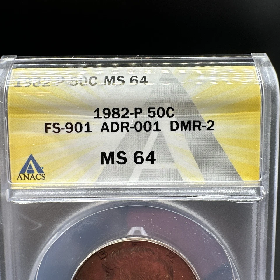 1982 P No FG Kennedy Half Dollar MS 64 ANACS. FS-901. - Image 3 of 4