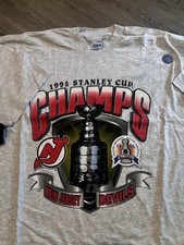 VINTAGE NHL 1995 STANLEY CUP CHAMPIONS NEW JERSEY DEVILS STARTER T-SHIRT SZ XL !