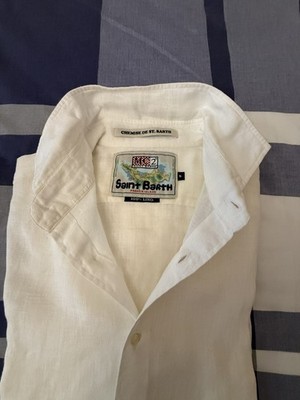 Mc2 Saint Barth Herren Hemd Leinen Weiß Small