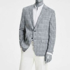 Michael Kors Men's Green Windowpane Classic-Fit Sport Coat Suit Jacket Size 46R
