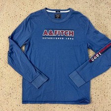 Abercrombie  Fitch Long Sleeve Muscle T-Shirt Blue Logo Size Medium Men's