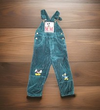 Vintage Disney Mickey Mouse Overalls Kids Junior Size 4 Corduroy Green Rare 90s