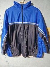 CXS Jacket Boys XL 18/20 Blue Black Fleece Lined Nylon Windbreaker Zip Pockets