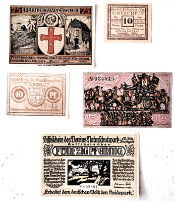 A/13 - ALLEMAGNE - DEUTSCLAND - Lot de 5 Notgeld 1920/21 - NEUF - UNC - Photo 1/2