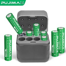 8x AA Lithium Akkus 1,5V 3400mWh wiederaufladbar mit 8-fach Schnellladegerät 2.10 per battery