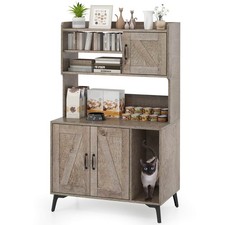 Large Cat Litter Box Enclosure w/ Display Storage Shelves Hidden Cat Furniture