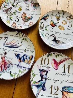 Better Homes & Gardens 12 Days Of Christmas Porcelain 8.25'' Plates Set of 4