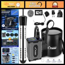 Upgraded Portable Camping Shower with Heater, 5 Gal Bucket, LED Display, 5 Speed