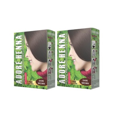 Adore Henna Herbal Powder Hair Color, Dark Brown,pack of 2,60gX2