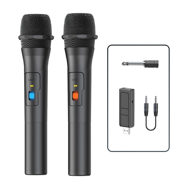 2 Microphone Systems Kit USB Receiver Microphone for Karaoke Portat8635
