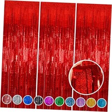 Foil Fringe Curtains Christmas Decorations Streamers Party Decorations - 3 Red