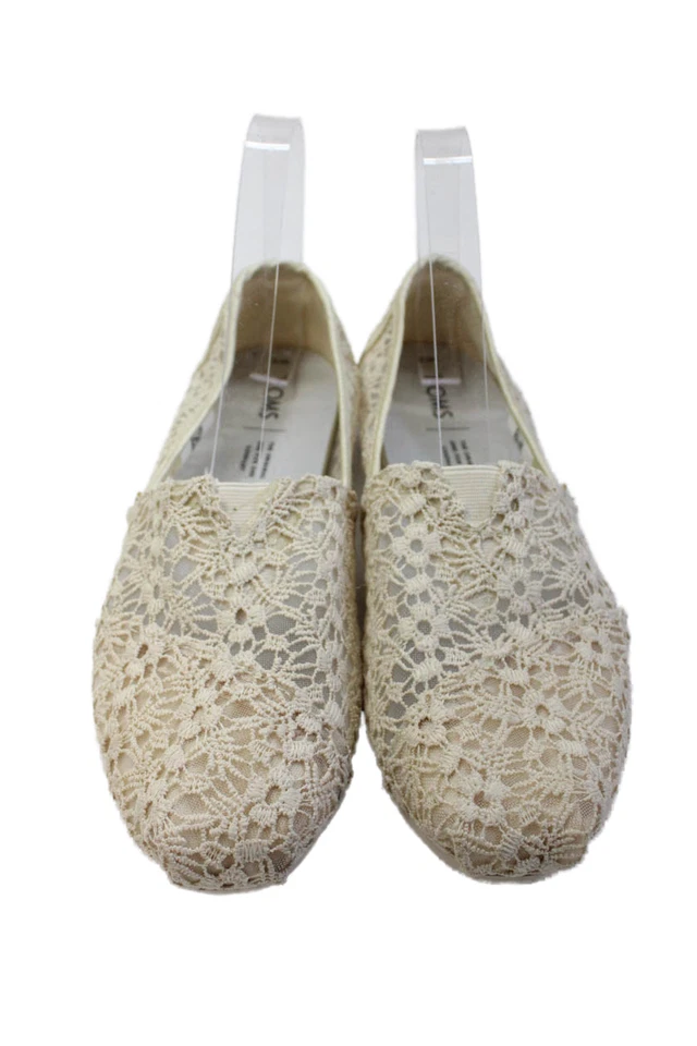 Zapatos Mocasines TOMS Para Mujer Crochet Malla Ribete Sin Cordones Crema Talla 8 Foto 2 de 4