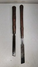 2 Vintage Skewed Wood Chisels 15/16 Charles B...