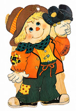 Happy Hobo Scarecrow With Crow Halloween Die Cut Hanging Wall Decoration