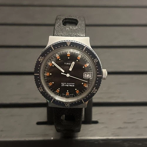 Timex Marlin Calendar Dive Watch - Vintage Made In Great Britain 🇬🇧