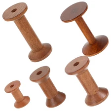 5 Pcs Cotton Thread Spools Empty Sewing Embroidery Organizer Wood Yarn Holder
