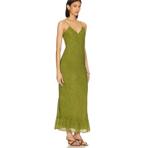 NWT Mes Desmoiselles Nuval Green Cotton Maxi Dress Size 38/US 6 - Picture 6 of 19