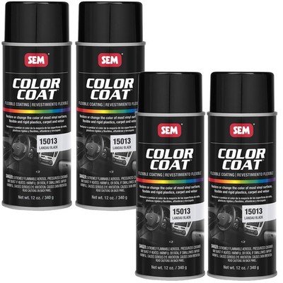 SEM Color Coat Landau Black Vinyl Spray Auto Paint 12 oz. SEM 15013, 4 Pack