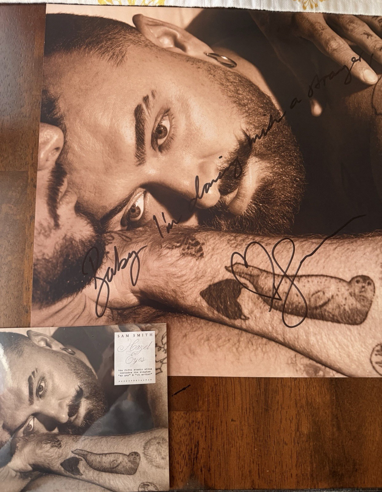 Sam Smith SIGNED AUTOGRAPHED Personalized Hazel Eyes Art Card + New CD