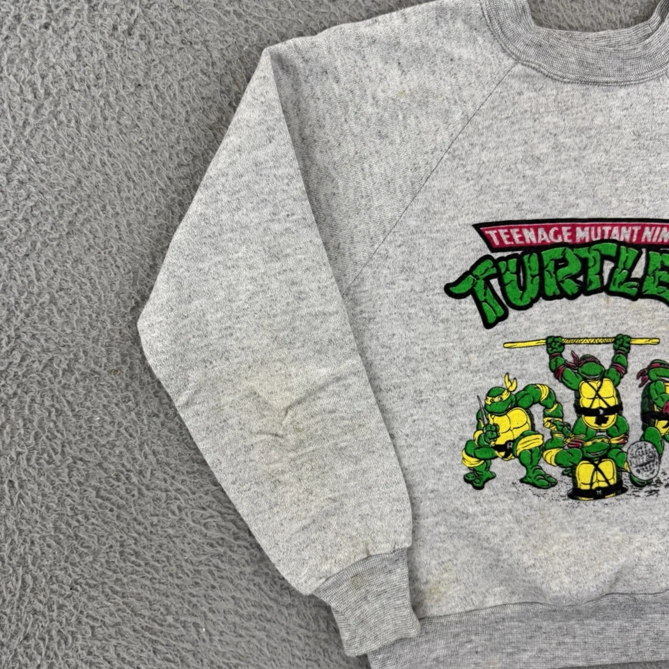 Sudadera De Colección Teenage Mutant Ninja Turtles Niño Gris Mediano Años 80 Dibujos Animados TMNT Foto 4 de 4