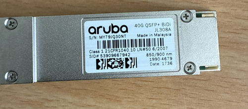 Aruba 40G QSFP+ BiDi MODEL #JL308A TRANSCEIVER - Afbeelding 2 van 5