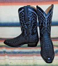 Mens Rujo The Kirby Black Hornback Caiman / Leather Cowboy Boots 12 D New in Box