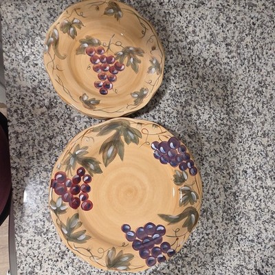 Noble Excellence Meritage Grape Set of 6 Ceramic Dinner Plates Beige MW/DS
