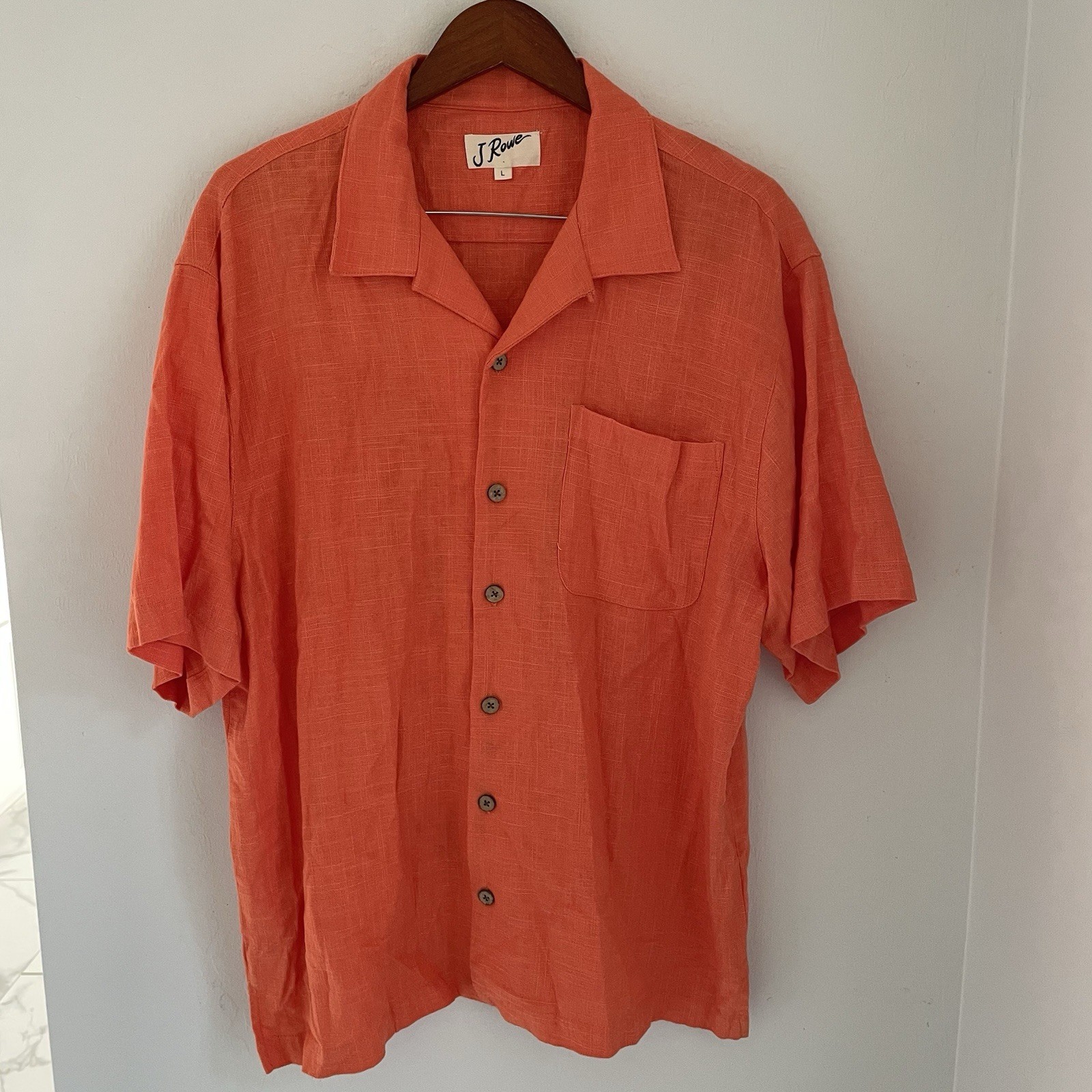 FILA Camicia uomo J Rowe lino con bottoni grande arancione golf ricamata entra nel buco