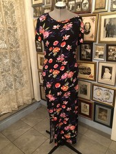 Stylish Bobby Brooks Ladies Long Dress S L Black Floral Print
