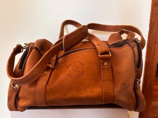 Vintage Tan Leather Golf Shoe Bag Winged Foot 15 in MINT CONDITION