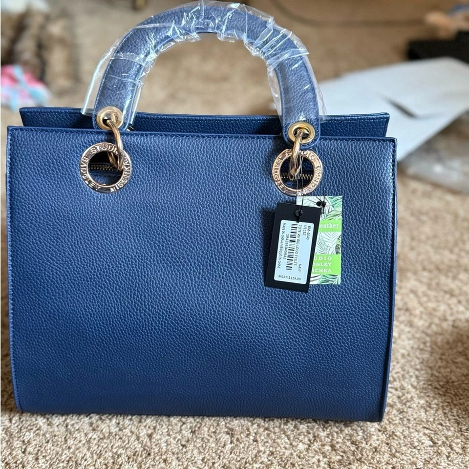 Bolso de Mano Badgley Mischka Azul Marino y Dorado Foto 2 de 4