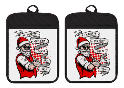 Pot Holders Oven Mitts Hot Pad Linen Towel Naughty Santa Gift Kitchen XDZ083DPH