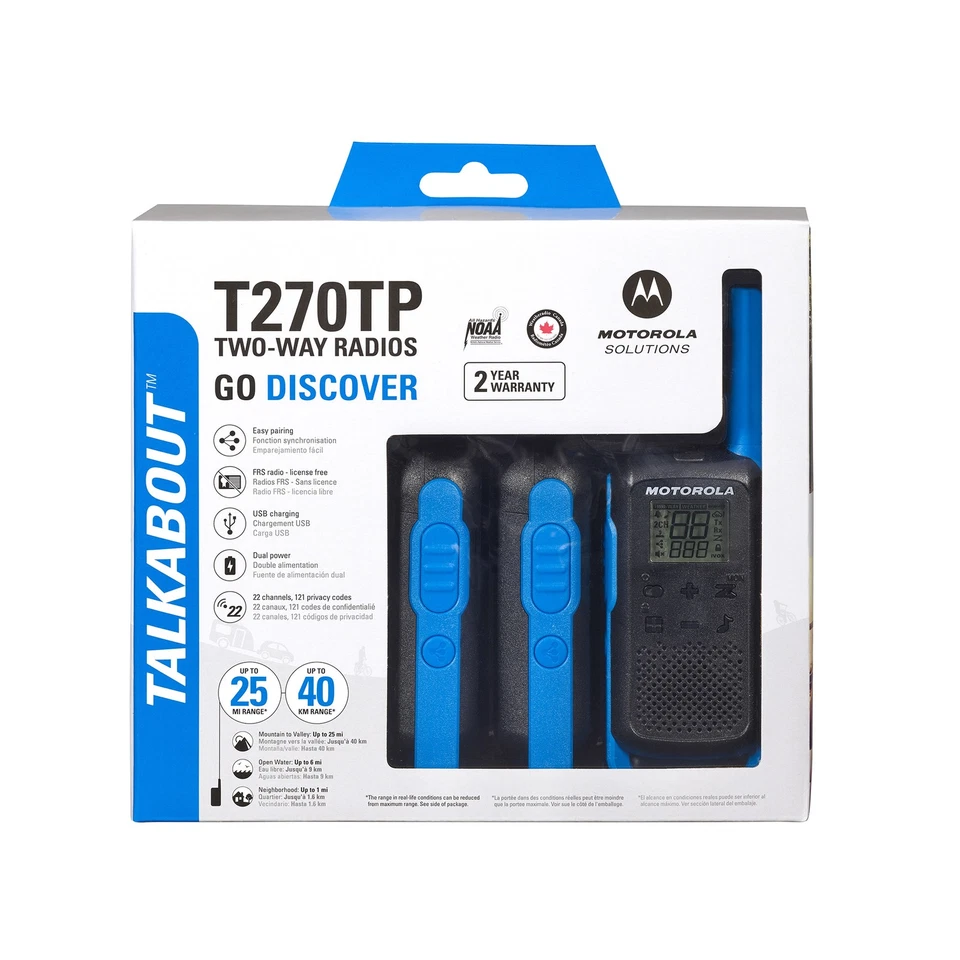 Motorola Solutions T270TP Two-Way Radio Black W/Blue 3-pack - Image 2 of 4