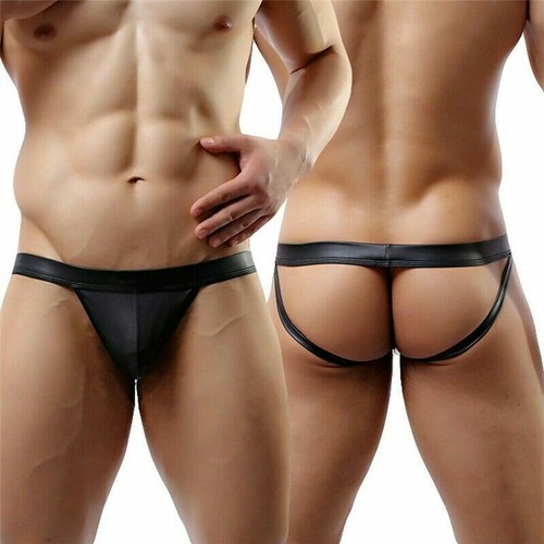 Hombres Pene Bolsa Ropa Interior Jockstrap Sexy Butt Marido Imitación Cuero Tanga Calzoncillos - Imagen 10 de 75
