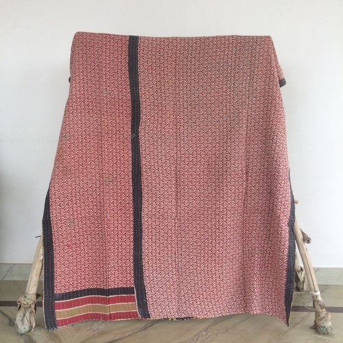 Vintage Reversible Kantha Gudari Blanket Bedspread Bohemian Throw Quilt Ralli - Picture 7 of 21