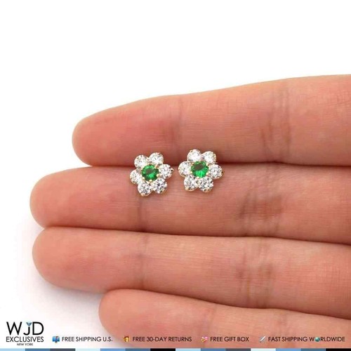 14k Yellow Gold 2Ct CZ & Birthstones Flower Stud Earrings 10mm - 第 34/71 張圖片