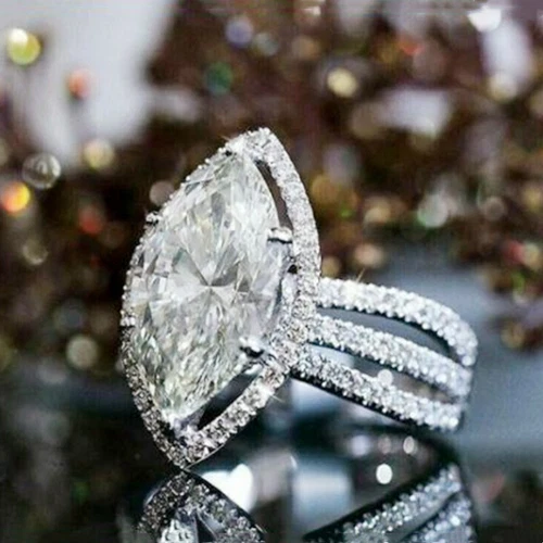 925 Silver Filled,Gold Cubic Zircon Rings Elegant Women Wedding Jewelry Sz 6-10 - Picture 7 of 31