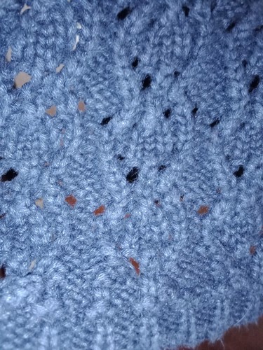 Carole Little Chunky Knit Sweater Roll Hem Mock Neck Size M Cable Knit Navy Blue - Picture 6 of 11