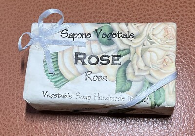 New Sapone Vegetale Made in Italy 10.5 oz Bath Bar Soap Rose Rosa