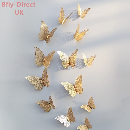 12 pcs Magnetic Butterfly Wall Stickers Decal Home Decorations Decor Double Wing - Picture 32 of 33