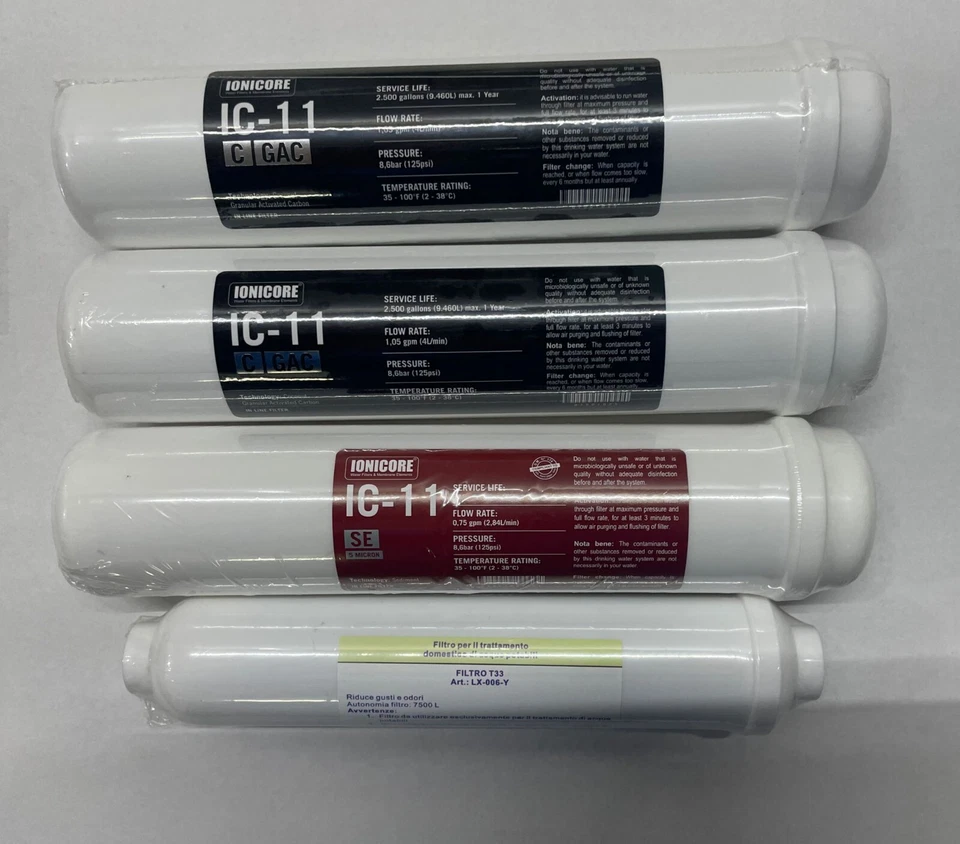 FILTRI kit di ricambio OSMOSI Inversa depuratore Filtro acqua osmosi 4 pezzi t33