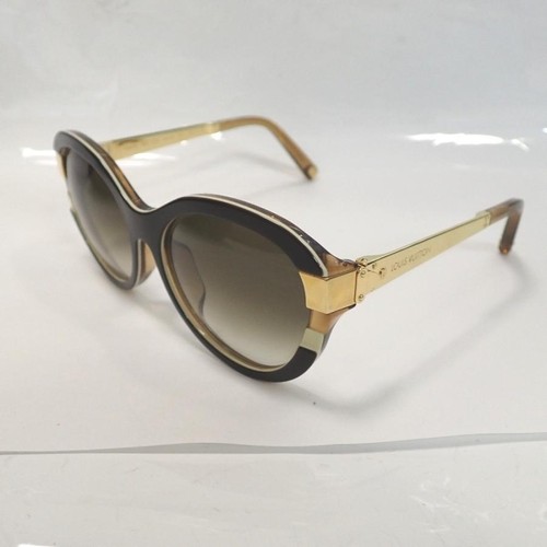 LOUIS VUITTON Petit Soupcon Cat Eye Sunglasses Brown Gold Z0487E with Case Used - Picture 3 of 13