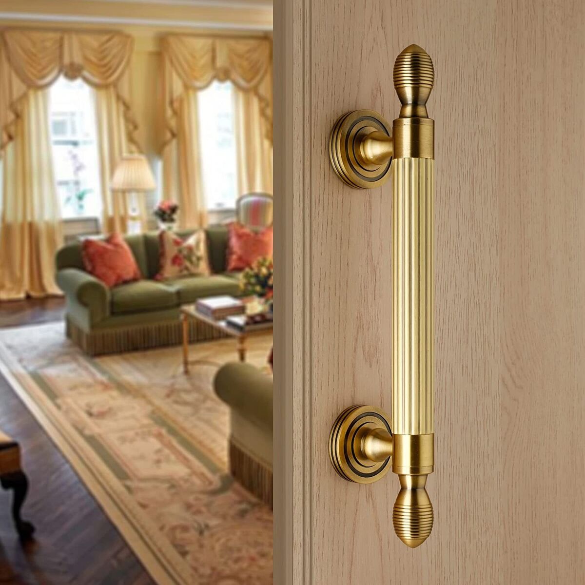 Brass Main Door Handle/Pull Handles for All The Doors 12 Inch (Pack of 1) S  -08