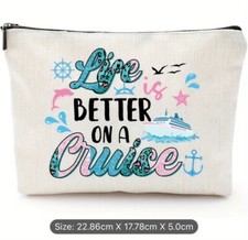Make up bag Cruise, Holidays,travel,Cruise Lovers, Secret Santa (pink/blue Desig