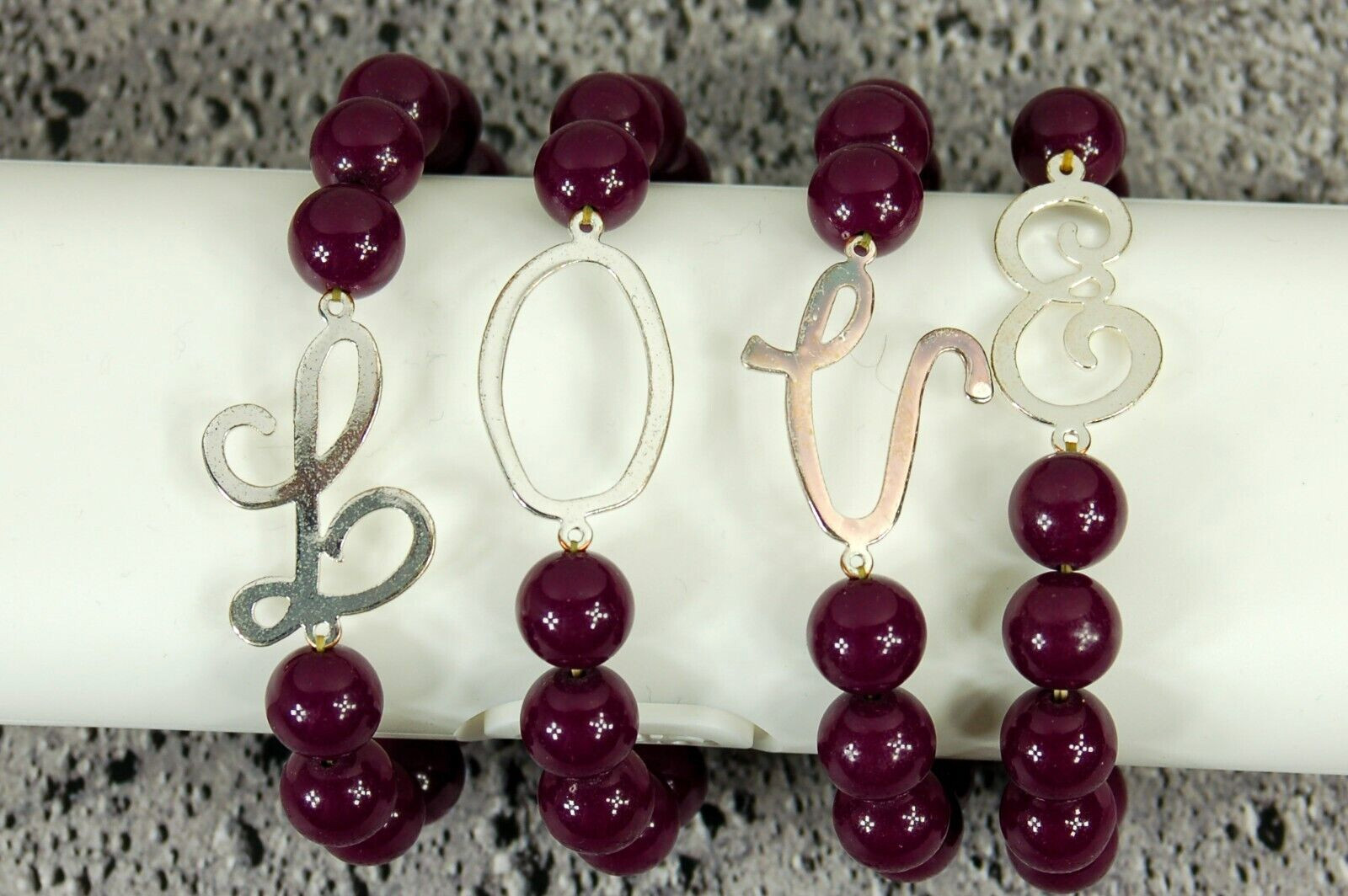 Love Purple Beaded stackable stretch bracelets 4 - image 5