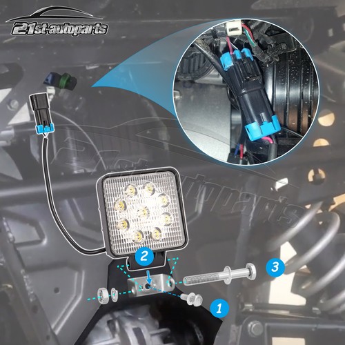 Luz de trabajo trasera LED de respaldo Plug N Play para Polaris Ranger 1000 18-25 - Imagen 2 de 7