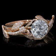 Art Deco 1.7Ct Round Moissanite Rose Style Engagement Ring 14K Rose Gold Filled