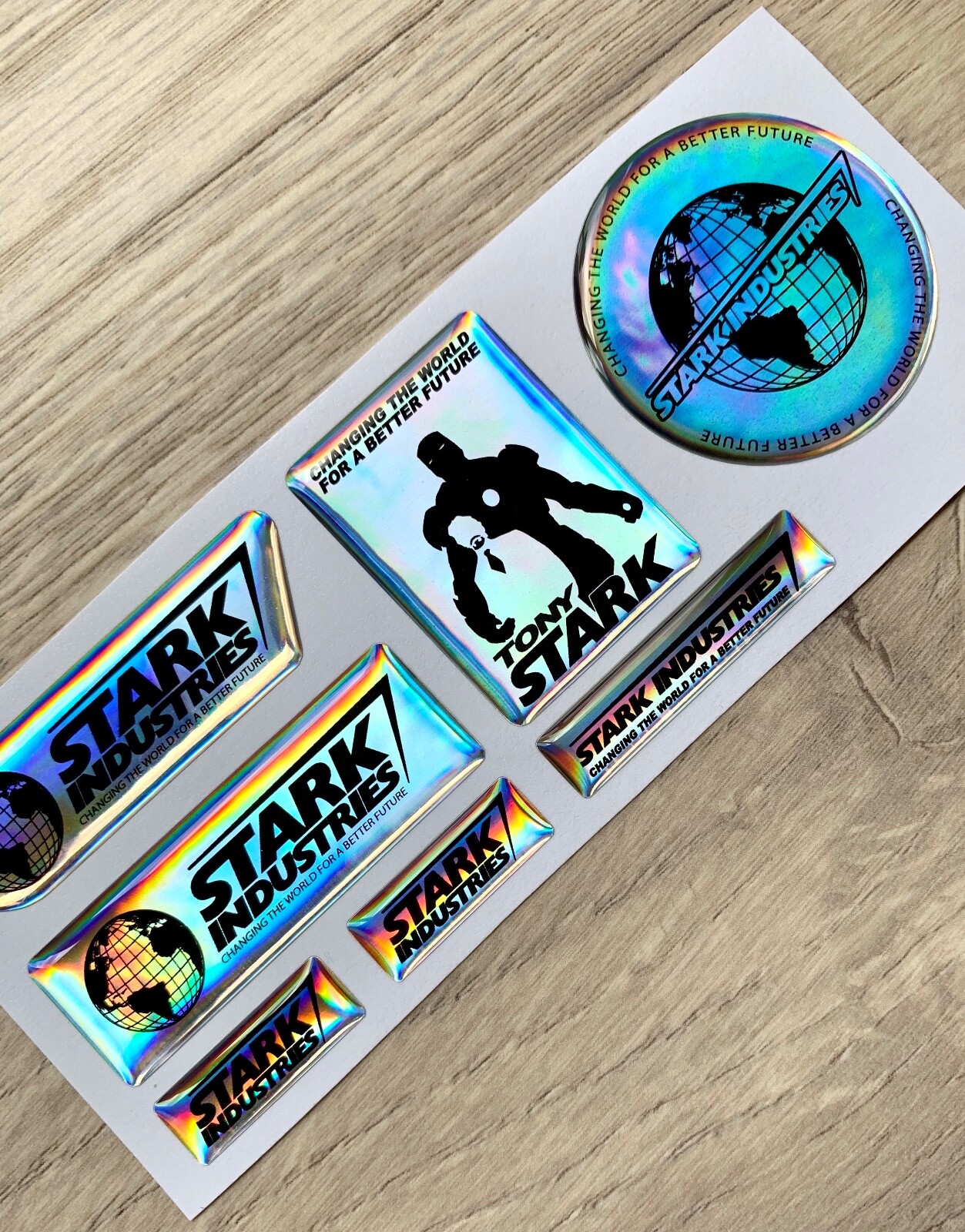 Iron Man Stark Industries Tony Gold Chrome 3D Domed Emblem Decal Stickers