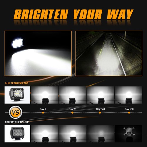 4x 4Inch LED Work Light Bar Spot Flood Cube Pods Driving Fog Offroad ATV + Wire - Bild 9 von 18