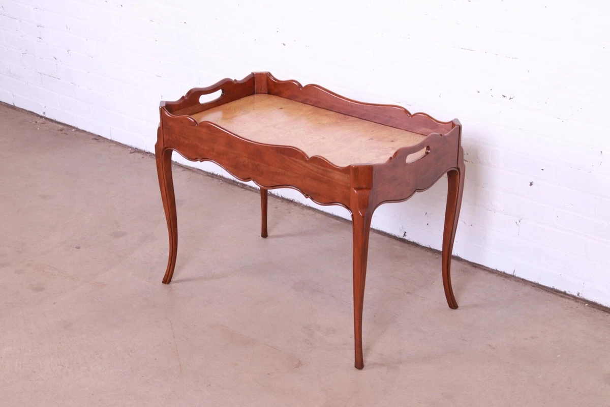 Baker Furniture French Provincial Cherry and Burl Wood Butler Coffee Table